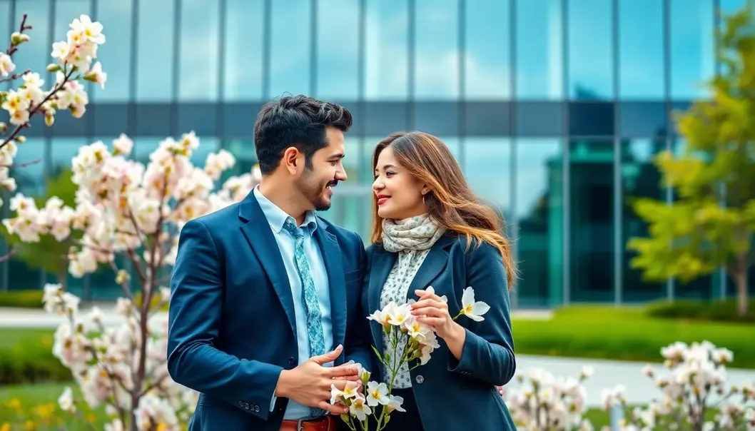A loving couple preparing for a job interview together, embodying partnership and encouragement.