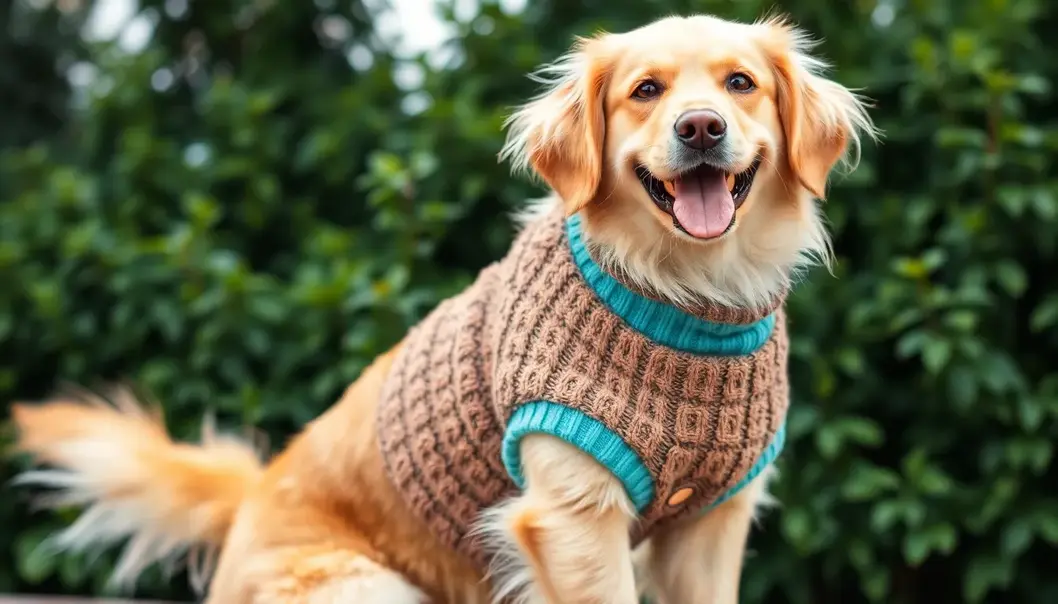 A pet sweater made from recycled materials, exemplifying sustainable fashion.